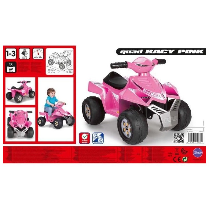 Quad électrique 6V Racy - rose - FEBER