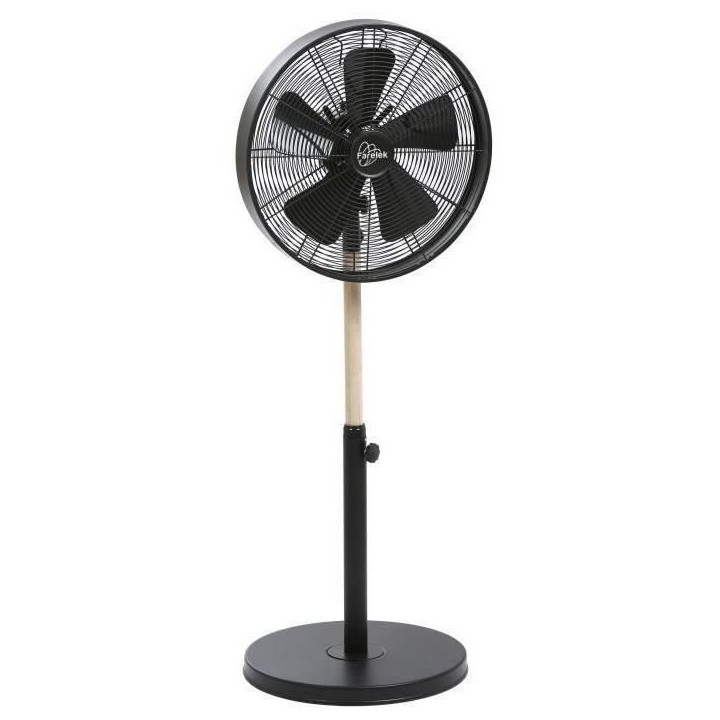 CALIFORNIA Noir & Bois - Ventilateur sur pied Ø40cm 50W oscillant