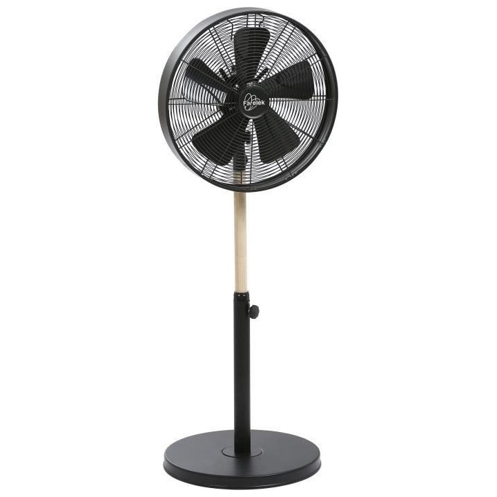 CALIFORNIA Noir & Bois - Ventilateur sur pied Ø40cm 50W oscillant