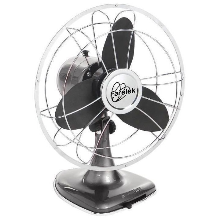 REDWOOD - Ventilateur a poser Ø30cm 30W rétro indus anthracite et ch