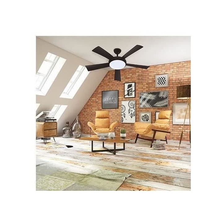 WALLIS Noir - Ventilateur de plafond Ø132cm 38W + éclairage LED