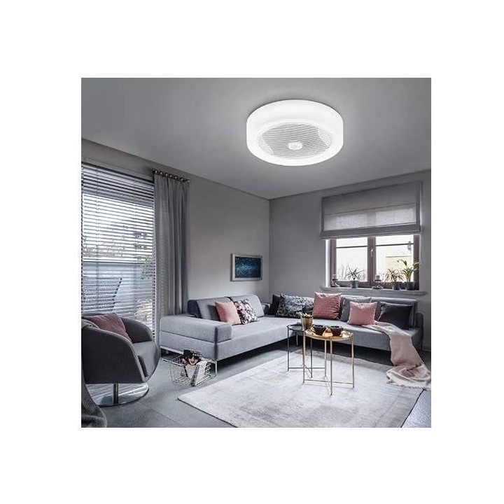 AIR-LIGHT CROWN - Ventilateur de plafond blanc Ø40cm 95W avec couronn