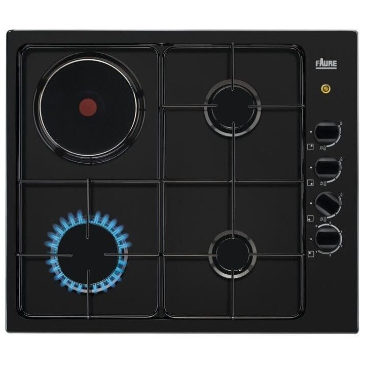 FAURE FGM64300B - Table de cuisson mixte gaz / électrique - 4 zones -