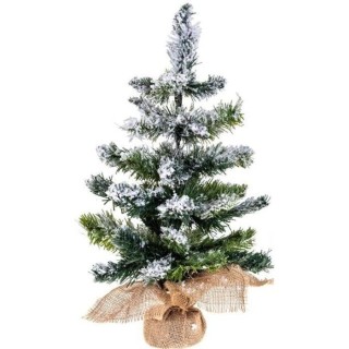 Sapin de table Blooming - 50 cm - Vert floqué blanc
