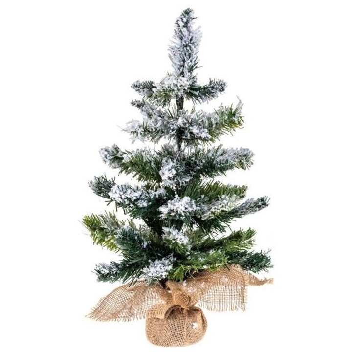 Sapin de table Blooming - 50 cm - Vert floqué blanc