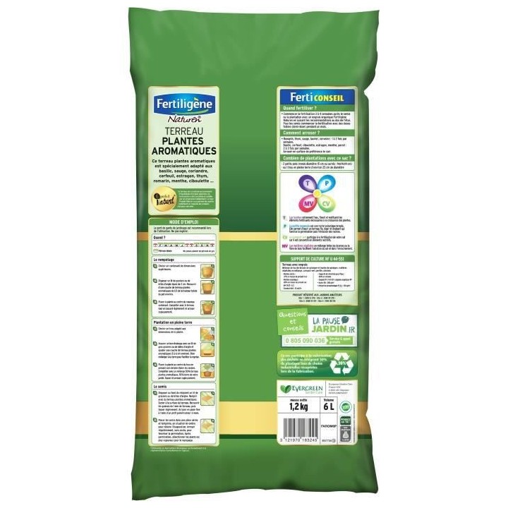 FERTILIGeNE - Terreau plantes aromatiques 6L