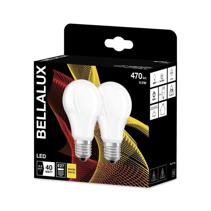 BTE2 BELLALUX Ampoule LED Standard avec radiateur dépoli 5,5W 40 E27