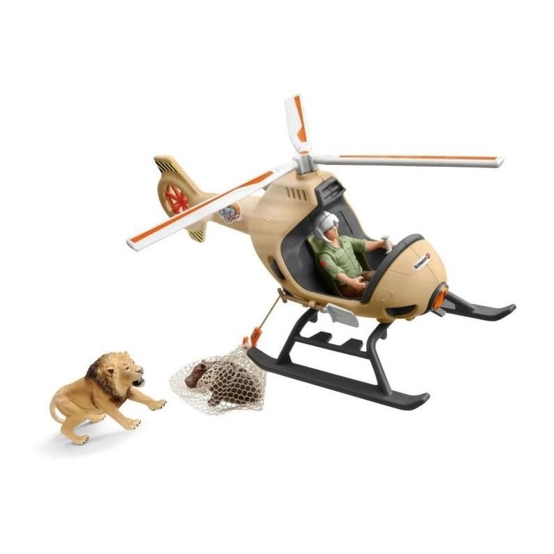 SCHLEICH - Figurine Hélicoptere pour sauvetage d'animaux - 42476 - Wild life