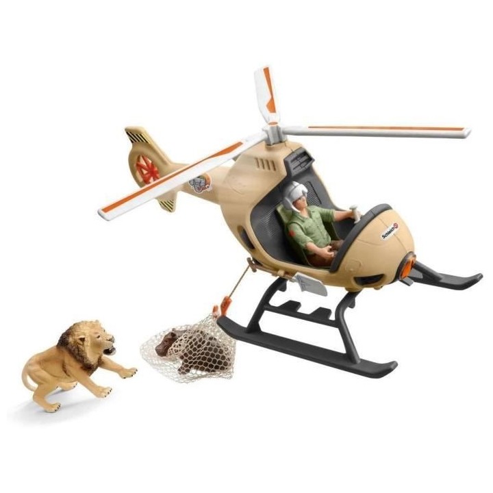 SCHLEICH - Figurine Hélicoptere pour sauvetage d'animaux - 42476 - Wi