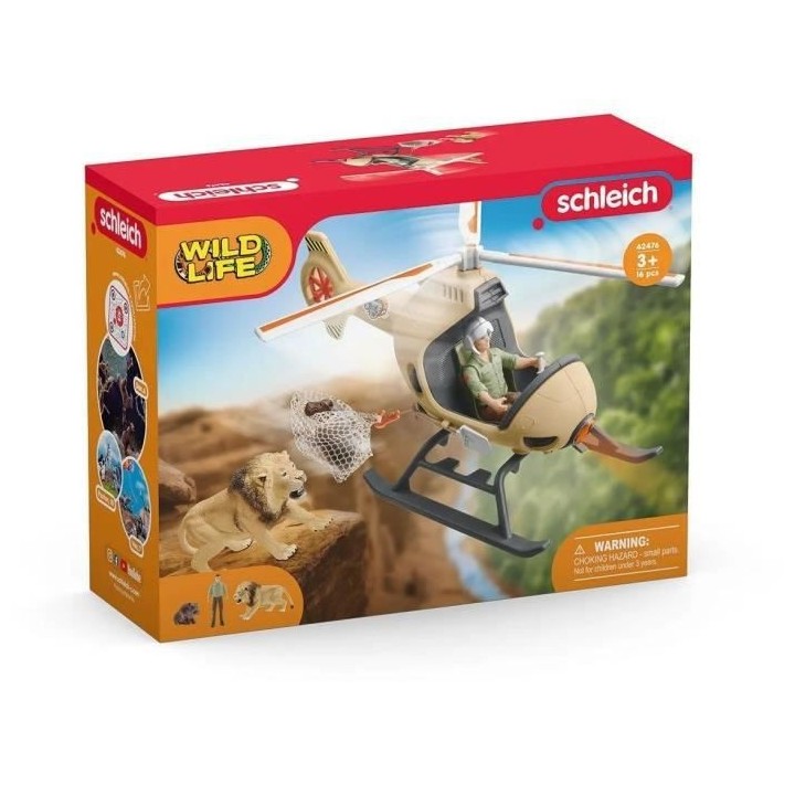 SCHLEICH - Figurine Hélicoptere pour sauvetage d'animaux - 42476 - Wi