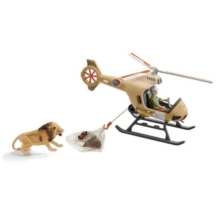 SCHLEICH - Figurine Hélicoptere pour sauvetage d'animaux - 42476 - Wi