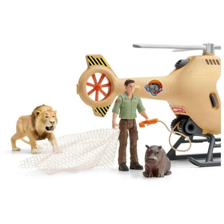 SCHLEICH - Figurine Hélicoptere pour sauvetage d'animaux - 42476 - Wi
