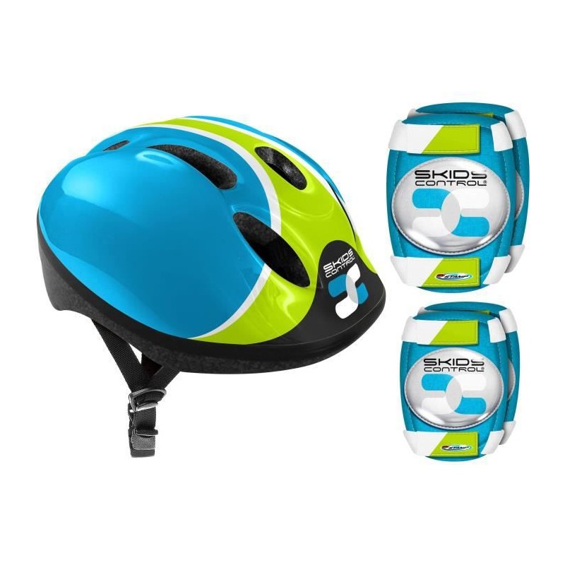 COMBO BLEU (Casque + Genouilleres & Coudieres) SKIDS CONTROL