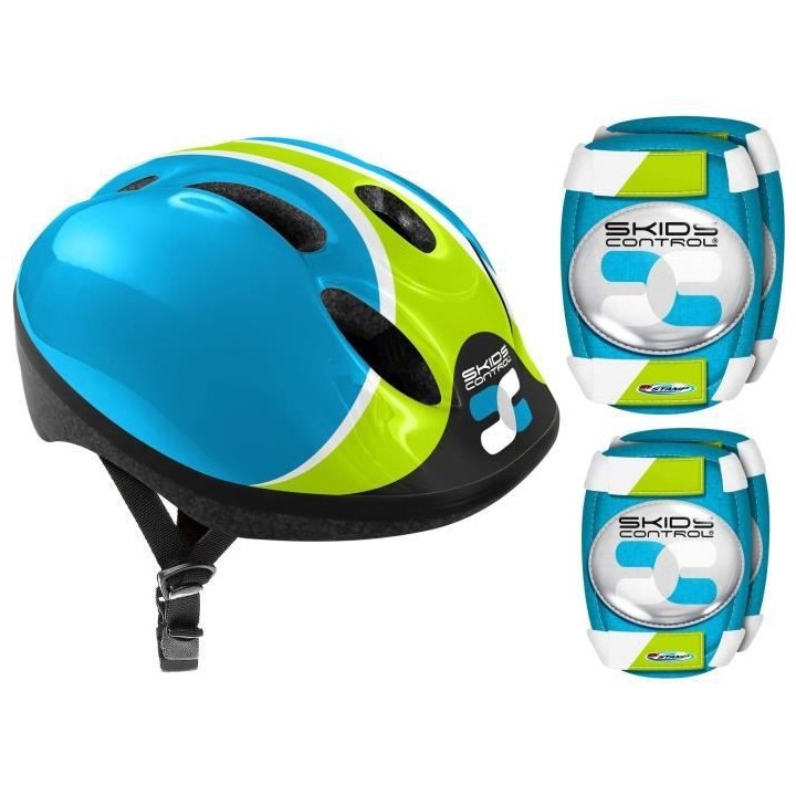 COMBO BLEU (Casque + Genouilleres & Coudieres) SKIDS CONTROL