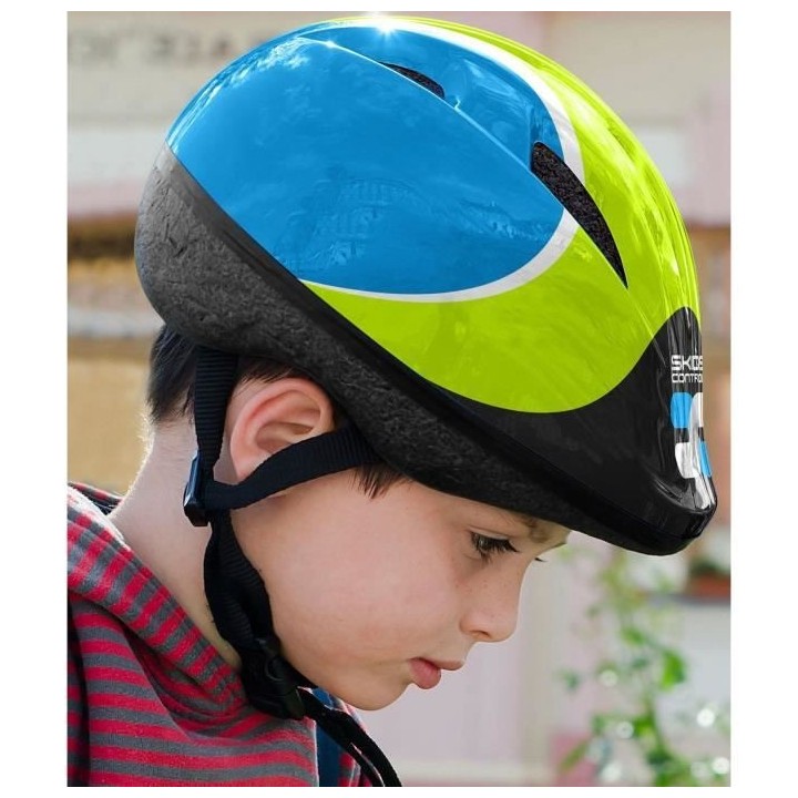 COMBO BLEU (Casque + Genouilleres & Coudieres) SKIDS CONTROL