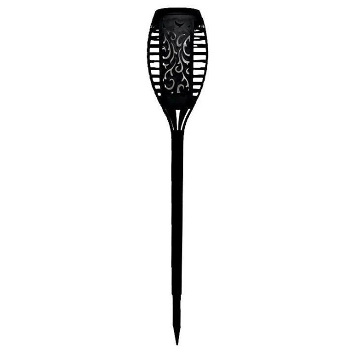 Torche solaire en résine 12 LED ambrée vacillantes Ø 7,3cm H47cm -