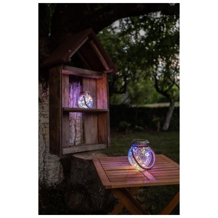 Décoration de table solaire verre et corde 15 Lumens Multicolore - GA