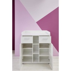 Chambre bébé Trio : Lit 70 x 140 cm + Commode a langer + Armoire CLEVER - Blanc - TREND TEAM