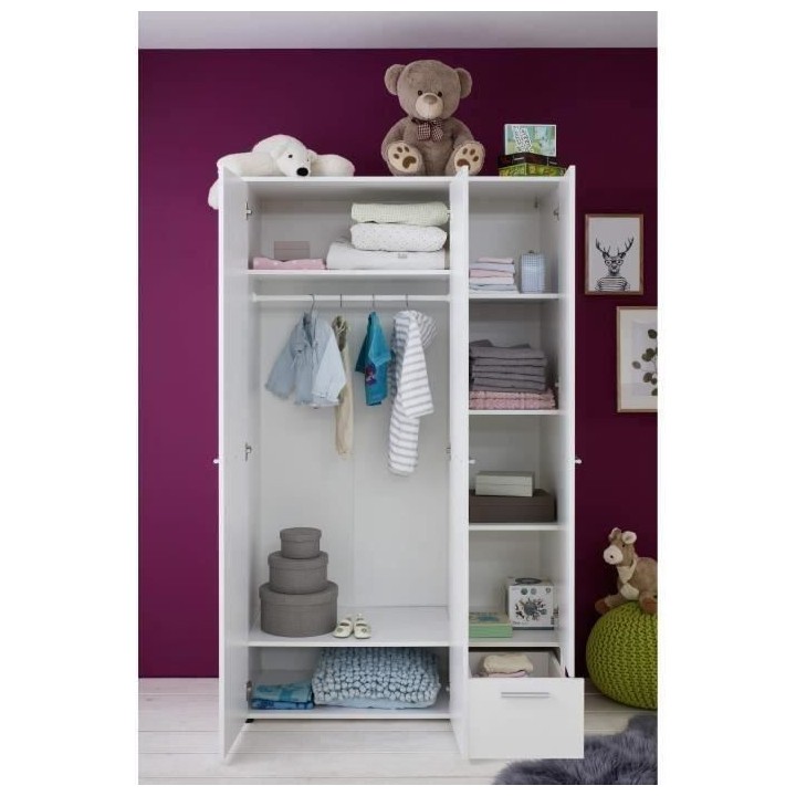 Chambre bébé Trio : Lit 70 x 140 cm + Commode a langer + Armoire CLE