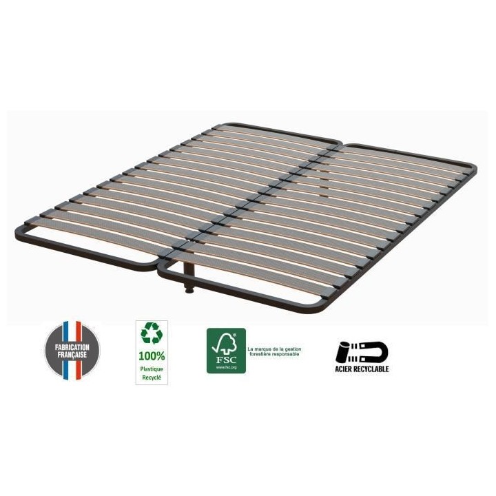 Sommier a lattes FULL 83 - 2X80x200 cm - 32 lattes - Traitement antico