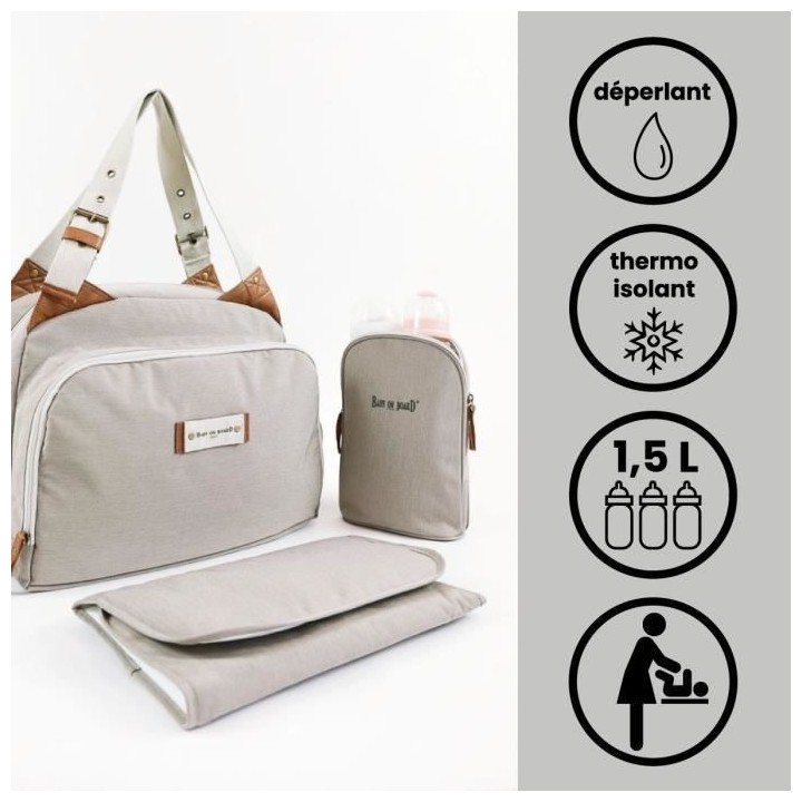 Sac a langer BABY ON BOARD TITOU GREIGE