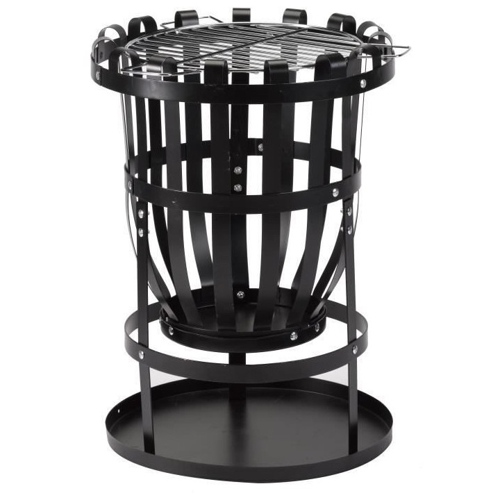 Brasero Forno Firebasket en acier - 3 pieds - Finition noire - Grille