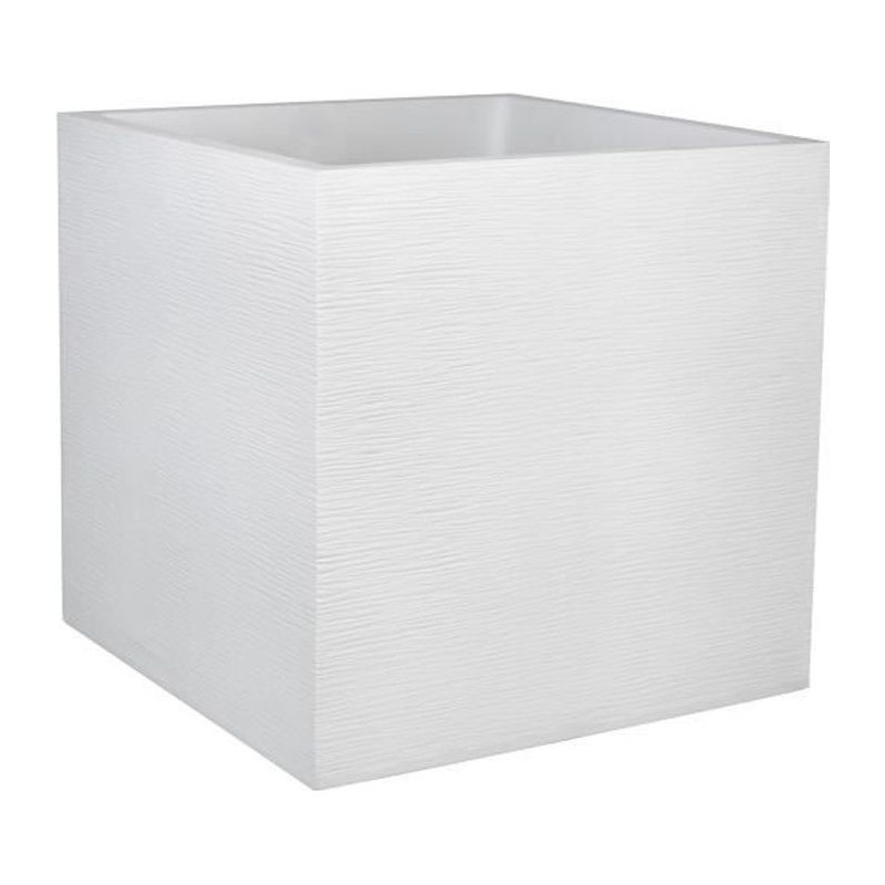 EDA PLASTIQUE Bac a fleurs carré Graphit - 57 L - 49,5 x 49,5 x 49,5 cm - Blanc cérusé