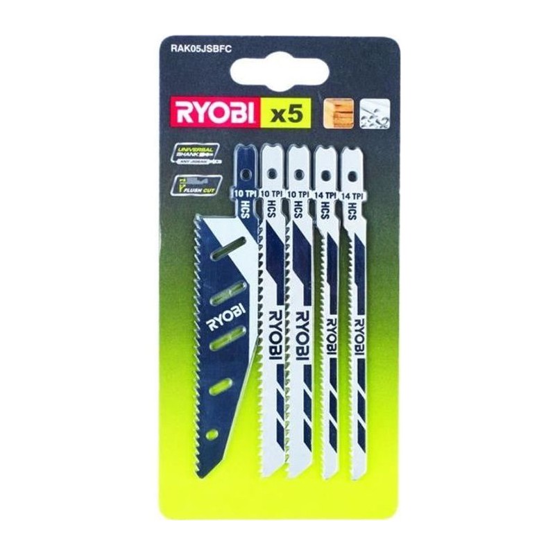 RYOBI 5 lames spéciales pour scie sauteuseFLUSHCUT