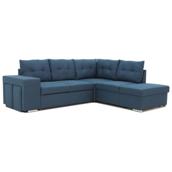 Canapé d'angle convertible réversible 4-5 places MITCHELL - Tissu Bl