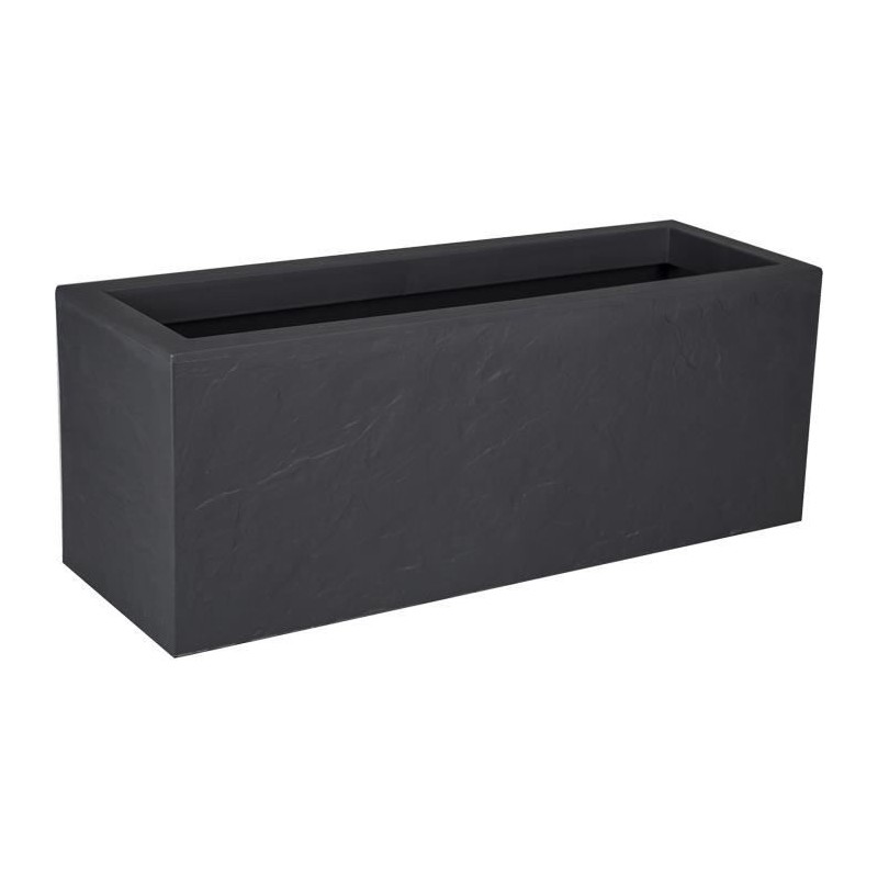 EDA Jardiniere Volcania'Up 57 L - Décor Imitation Pierre - 79,5 x 29,5 x 29,5 cm - Gris anthracite