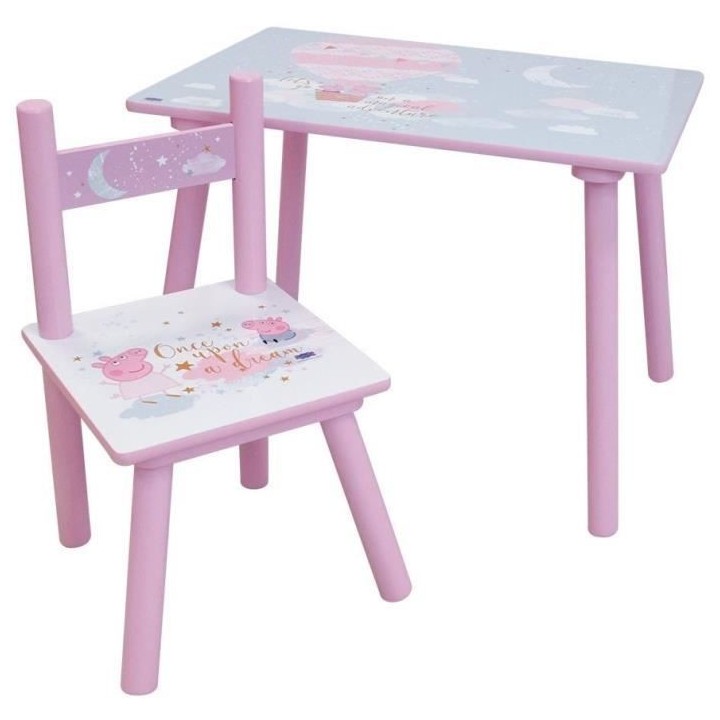 Fun house peppa pig dream table h.41,5 x l.60 x p. 40 cm avec une chai