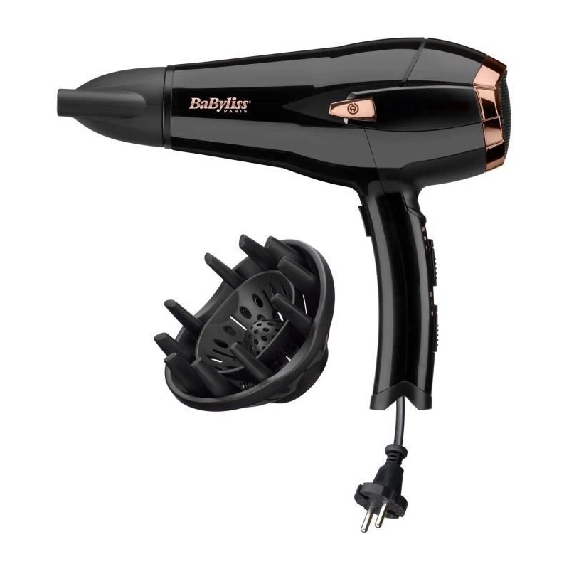 Seche cheveux Babyliss D373E - 2000W - Moteur DC - Fonction ionique - 3 températures - 2 vitesses - Cordon rétractable