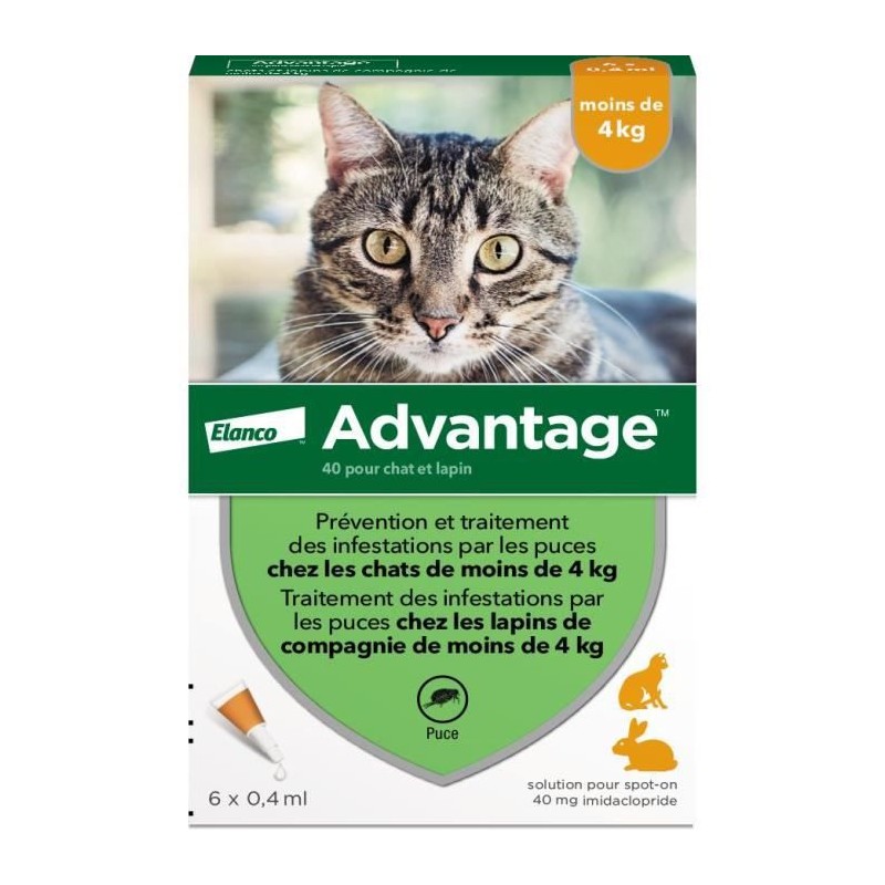 Advantage Solution Antipuce Chat Lapin 1 a 4kg 6 pipettes