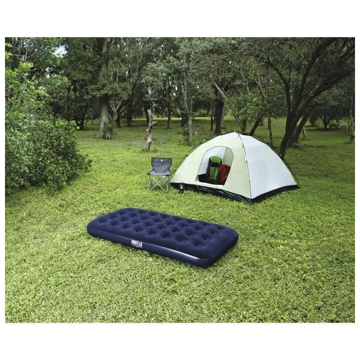 BESTWAY Matelas gonflable floqué Horizon Twin – 1 place – Bleu