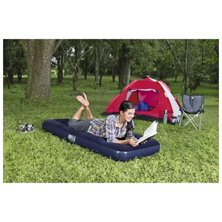 BESTWAY Matelas gonflable floqué Horizon Twin – 1 place – Bleu