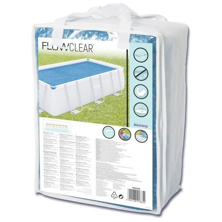 Bestway Couverture de piscine d'été Rectangulaire 380x180 cm PE Bleu