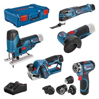 Pack 5 outils Bosch Professional Perceuse GSR + Ponceuse GOP + Rabot G