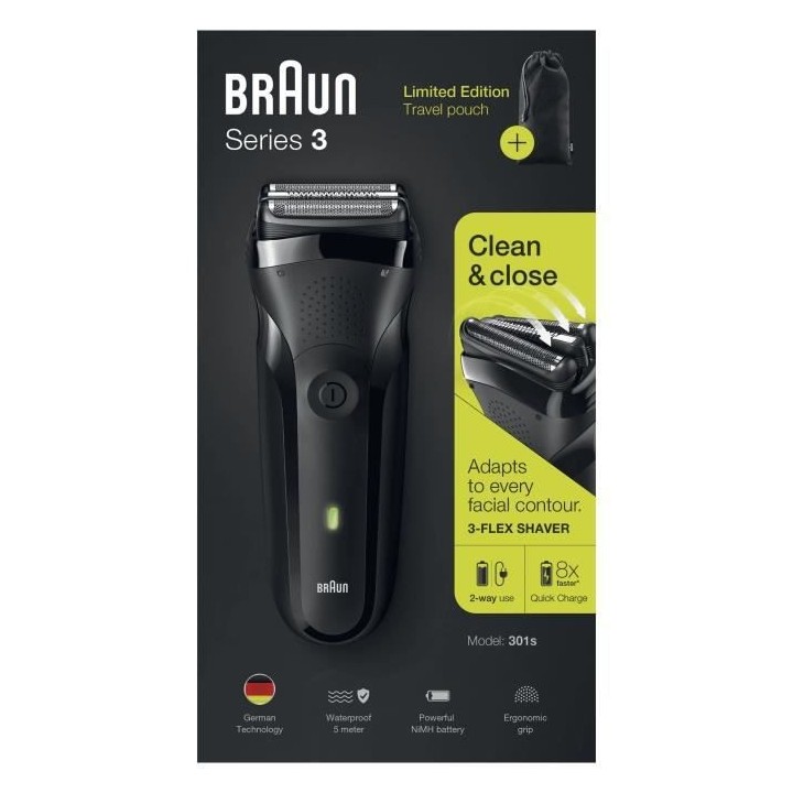 Braun Series 3 301s Rasoir sans fil noir