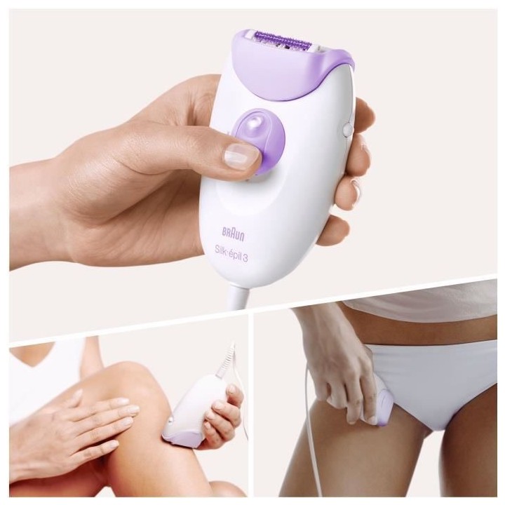 Braun Silk-épil 3 Épilateur Électrique Femme, Blanc/Violet, Retire