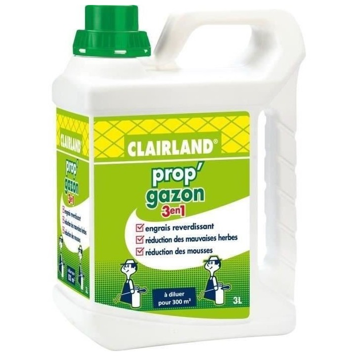 Engrais Gazon liquide - CLAIRLAND - PROP'GAZON - 3 en 1 - Concentré -