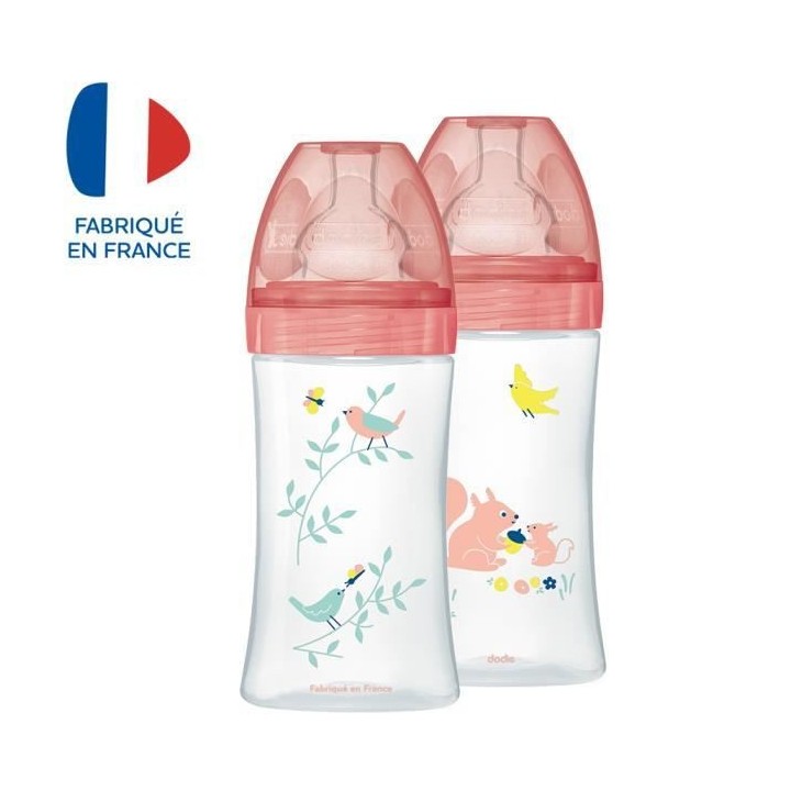 Dodie Biberon Sensation+ Anti-Coliques +0m Écureuil Lot de 2 x 270ml