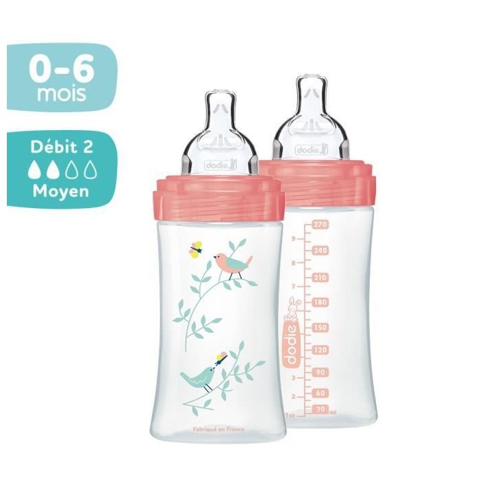 Dodie Biberon Sensation+ Anti-Coliques +0m Écureuil Lot de 2 x 270ml