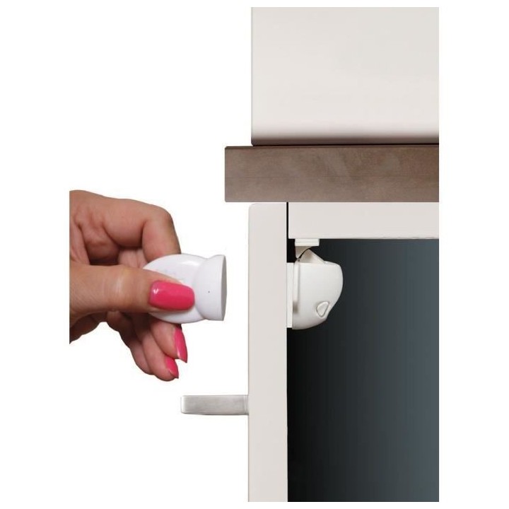 DREAMBABY Mag Lock Adhésif - 4 verrous de protection adhésif + 1 cl