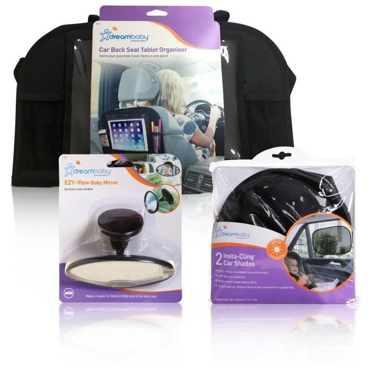 Dreambaby Kit de 4 pieces de voyage de voiture: organiseur de siege ar