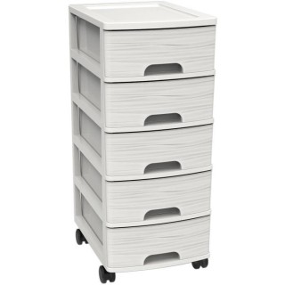 Meuble/Tour de rangement a roulettes 5 tiroirs - Blanc - 26,7 x 36 x 6