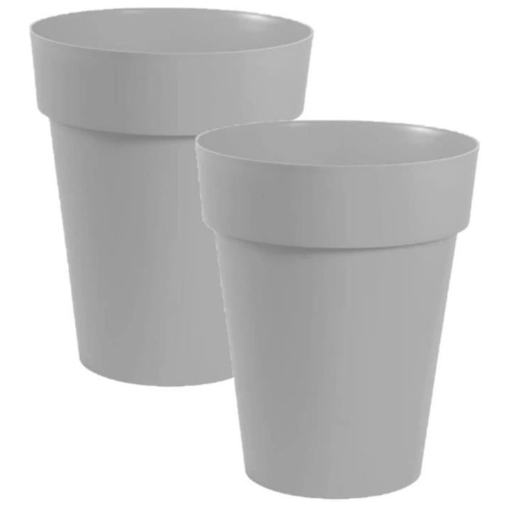 EDA Pot de Fleur Vase Mi-Haut TOSCANE Ø 44 cm - 50 L - Gris béton