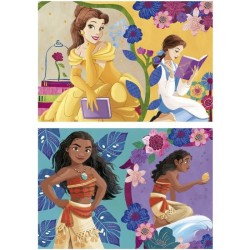 DISNEY PRINCESS (BELLA + VAIANA) - 2 puzzles en bois