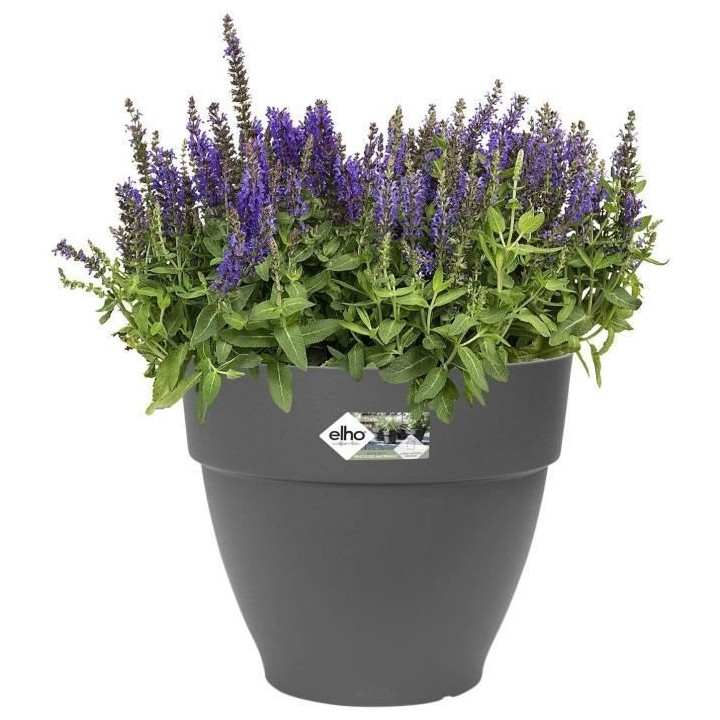 Pot De Fleurs Rond VIBIA - Plastique Réservoir - Ø40 - Anthracite