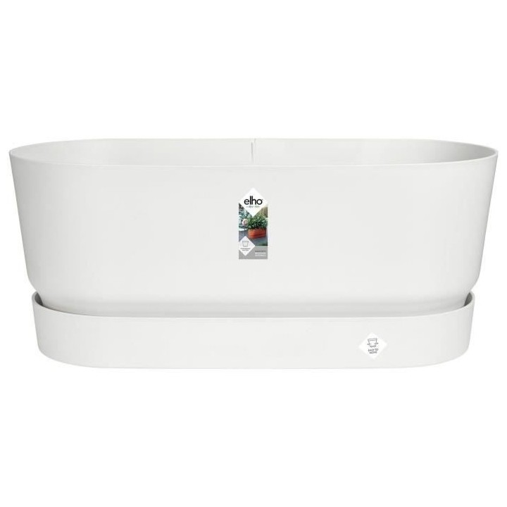 Planteur Ovale GREENVILLE - Plastique - Avec roulettes - Ø60 - Blanc