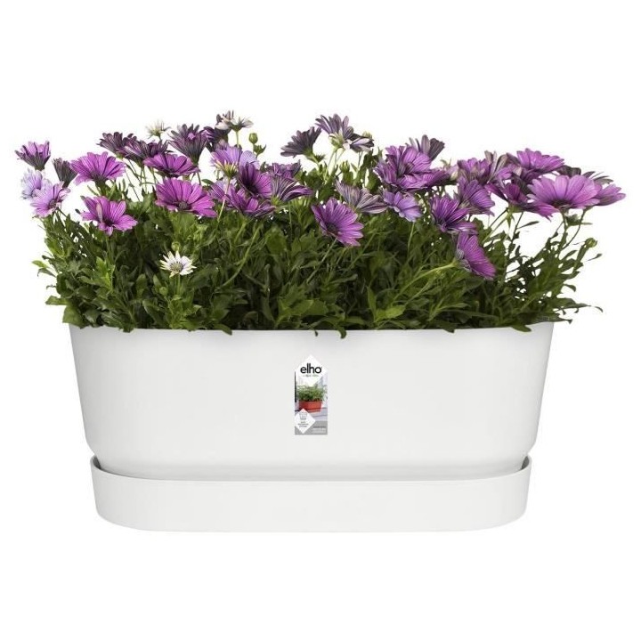 Planteur Ovale GREENVILLE - Plastique - Avec roulettes - Ø60 - Blanc